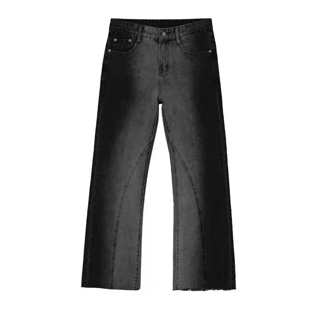 PUBLICRADIO Splicing Washed Heavy Denim Micro-flared Pants