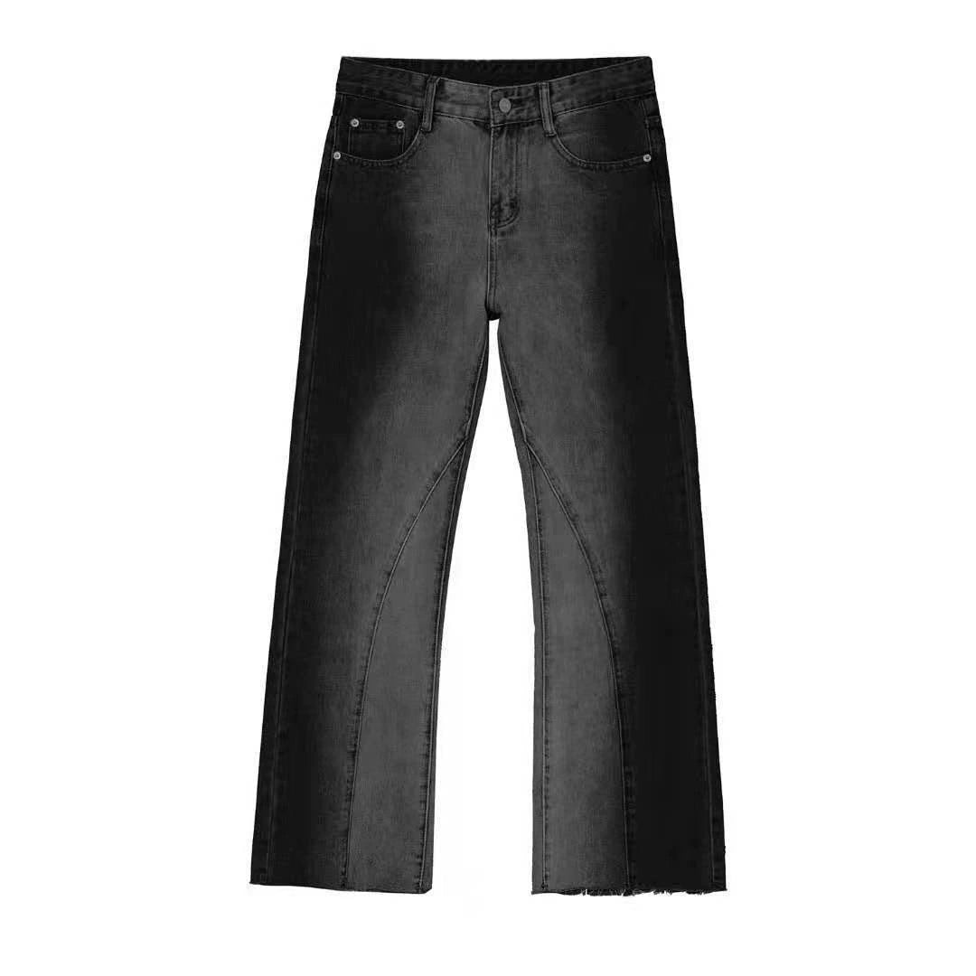 PUBLICRADIO Splicing Washed Heavy Denim Micro-flared Pants