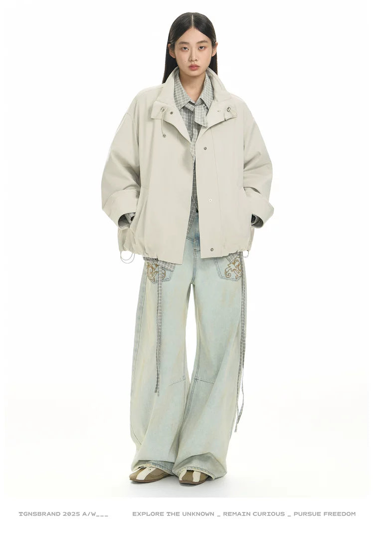 TGNS Casual Bud Collar Drawstring Jacket