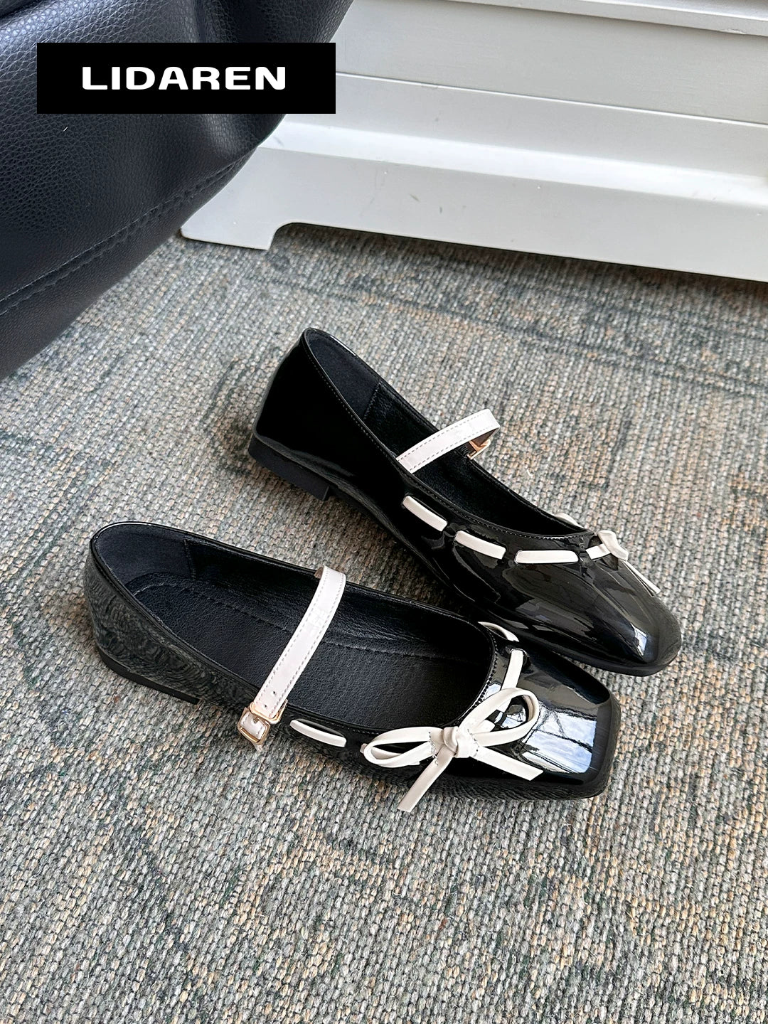 Lidaren Produced Bow Flat Square-Toe Mary Jane