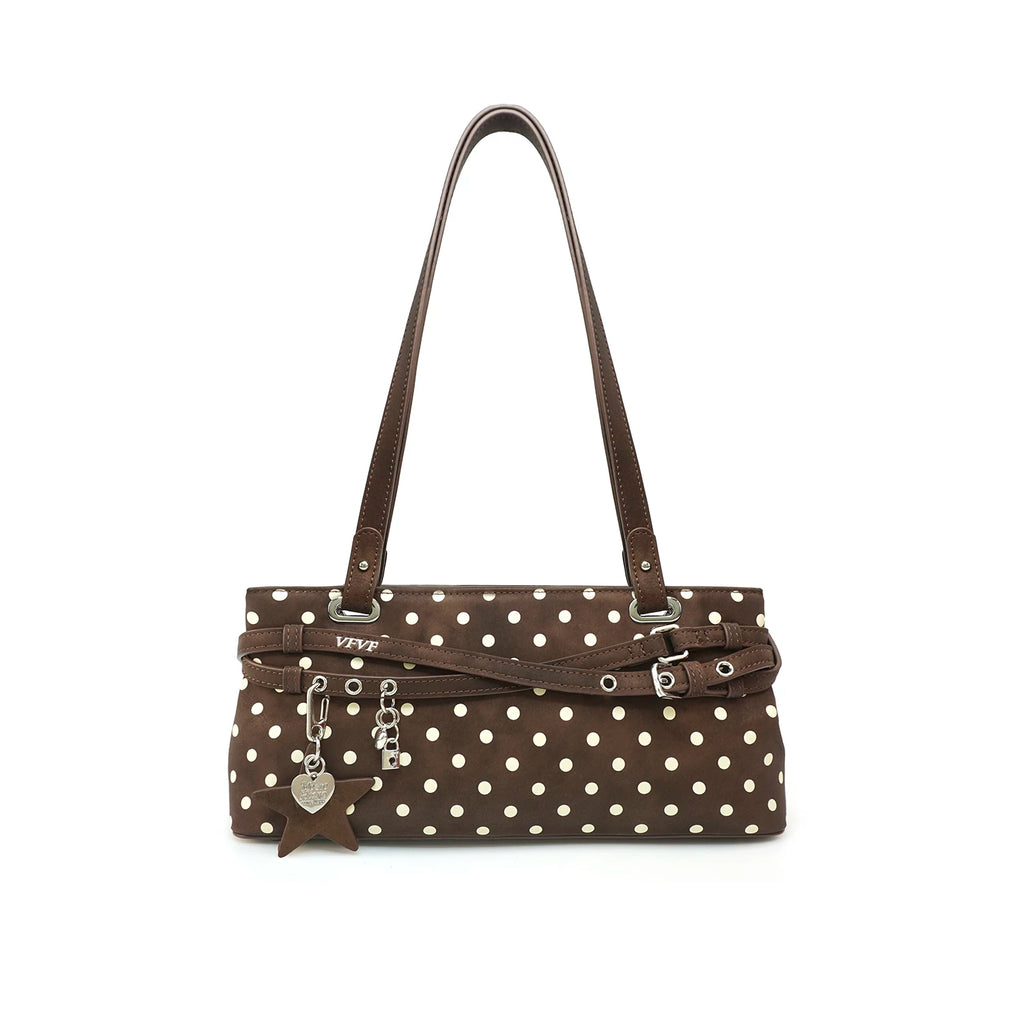 VFVF Gold Faux Leather Zip-Top Shoulder Bag
