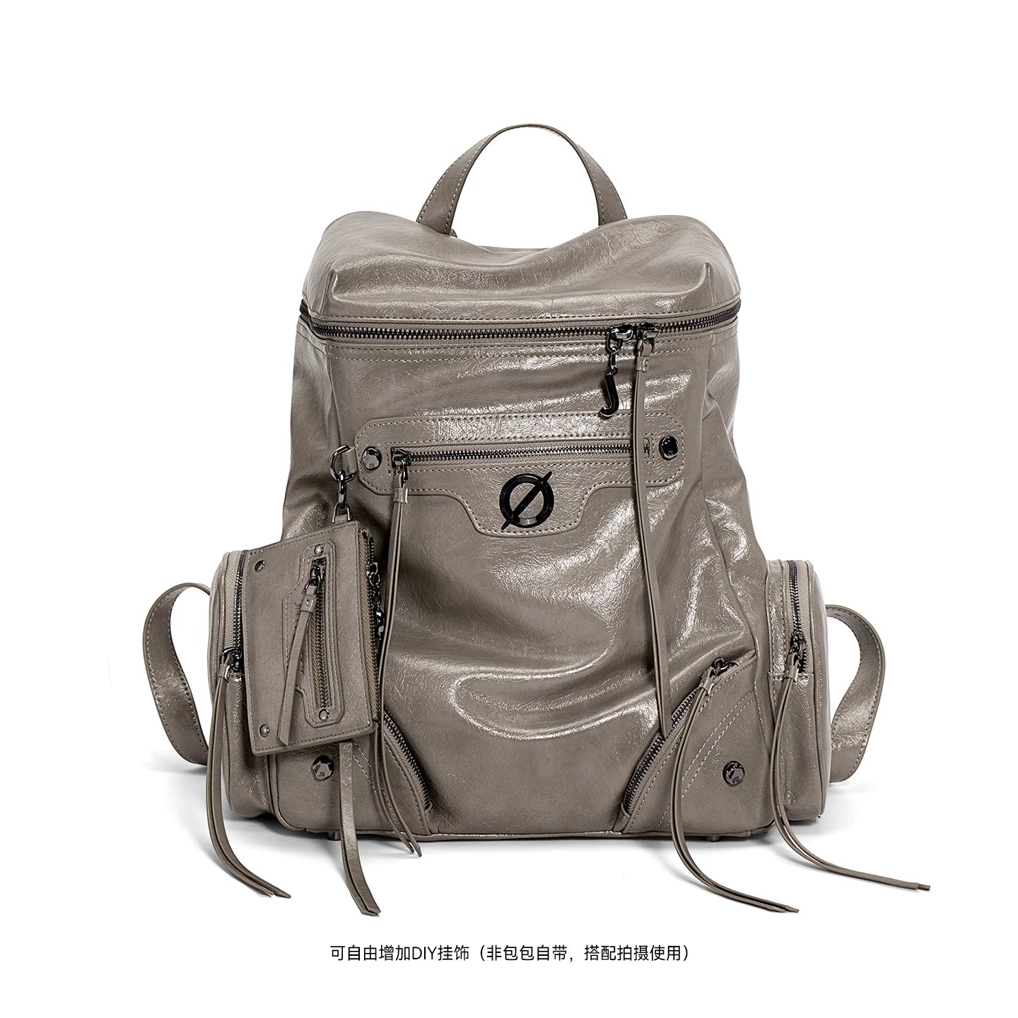 JELLY TOYBOY Black Faux Leather Zip-Top Bucket Backpack
