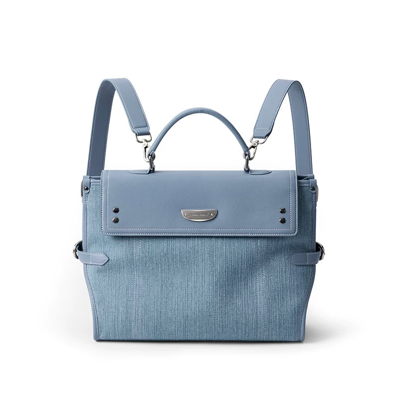 SmoSmos Ice Blue Denim Flap-Top Backpack