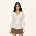 Cherry Melody Vintage V-Neck Long-Sleeve Knit Top