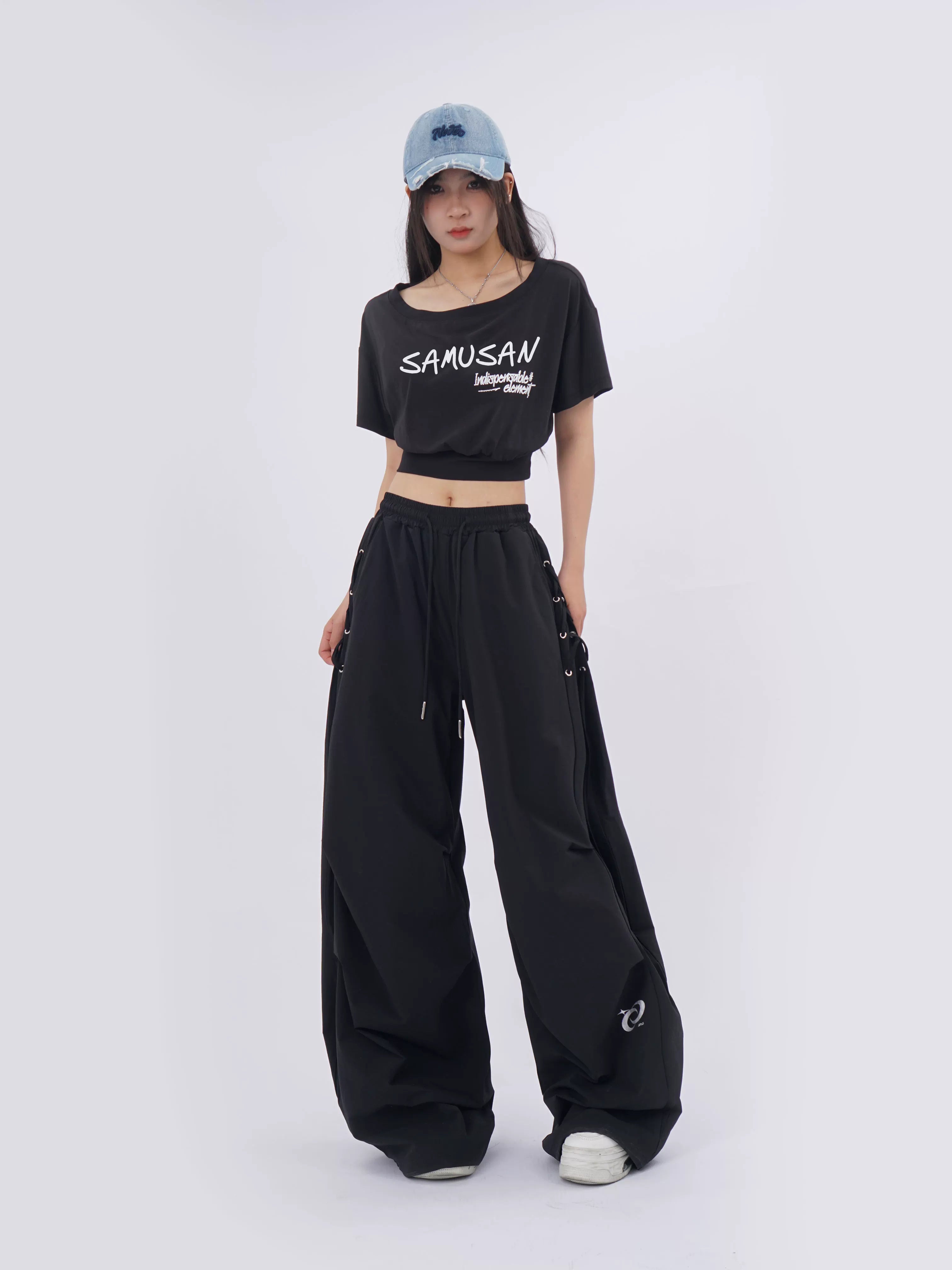 SAMUSAN Wide-leg Loose Drawstring Sweatpants