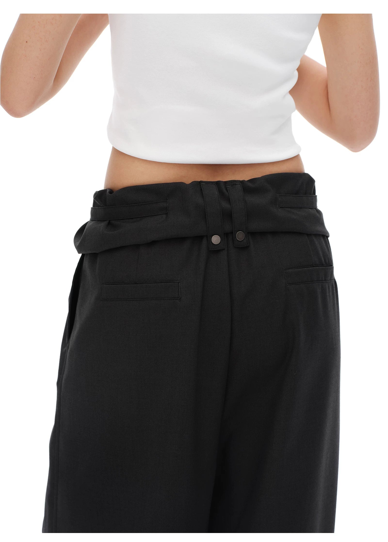 Oinimi Waist Head Loose Drape Strap Wide Leg Slacks