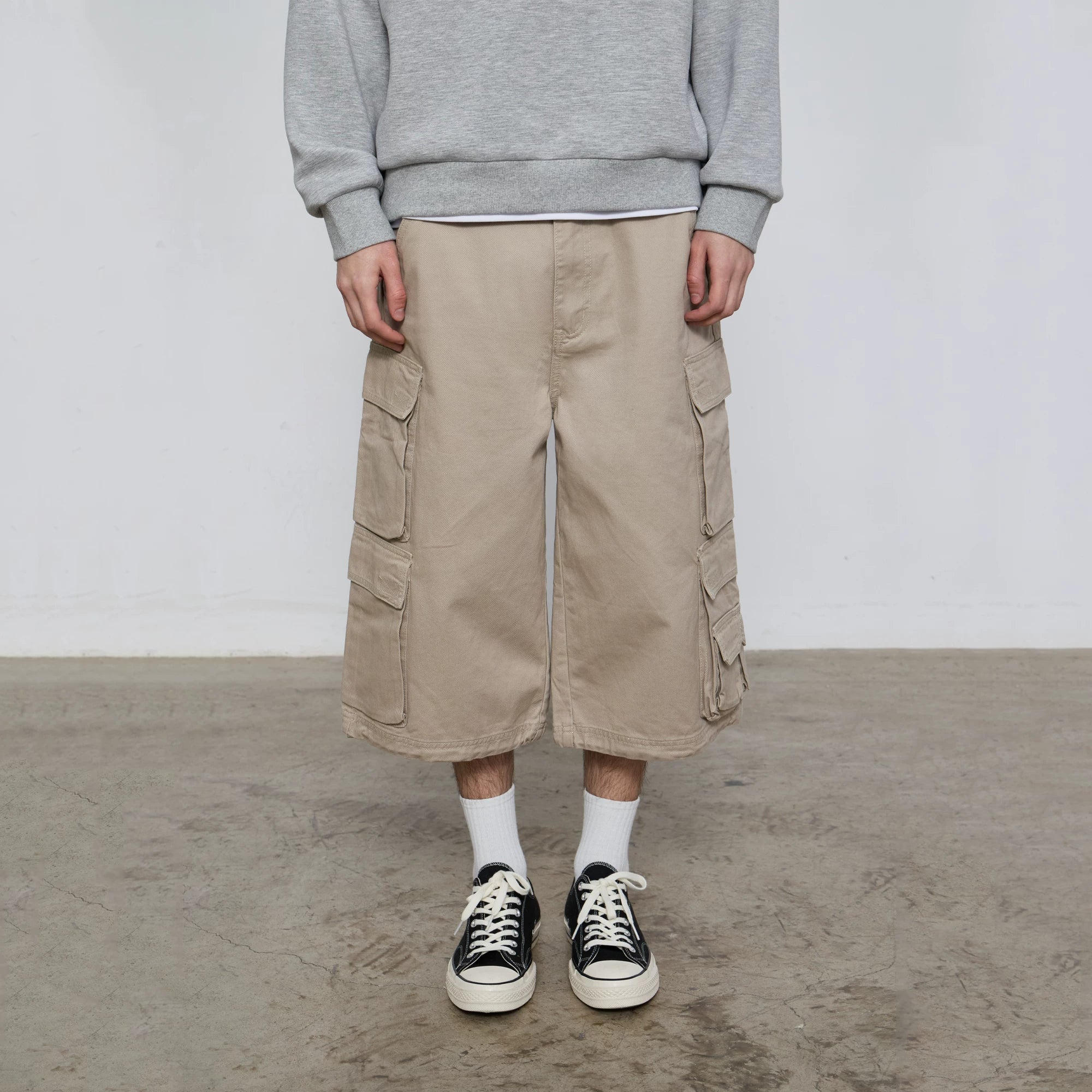 SINONOME Cotton Multi-Pocket Washed Cargo Shorts