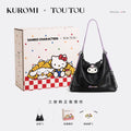 TOUTOU Faux Leather Kuromi Embroidered Zip-Top Tote Bag