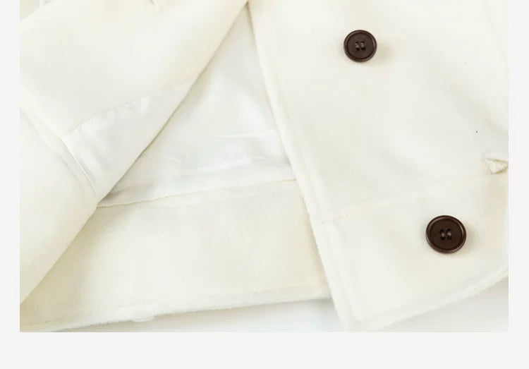 LOVEHEYNEW Double-breasted Hooded Woolen Thick Jacket