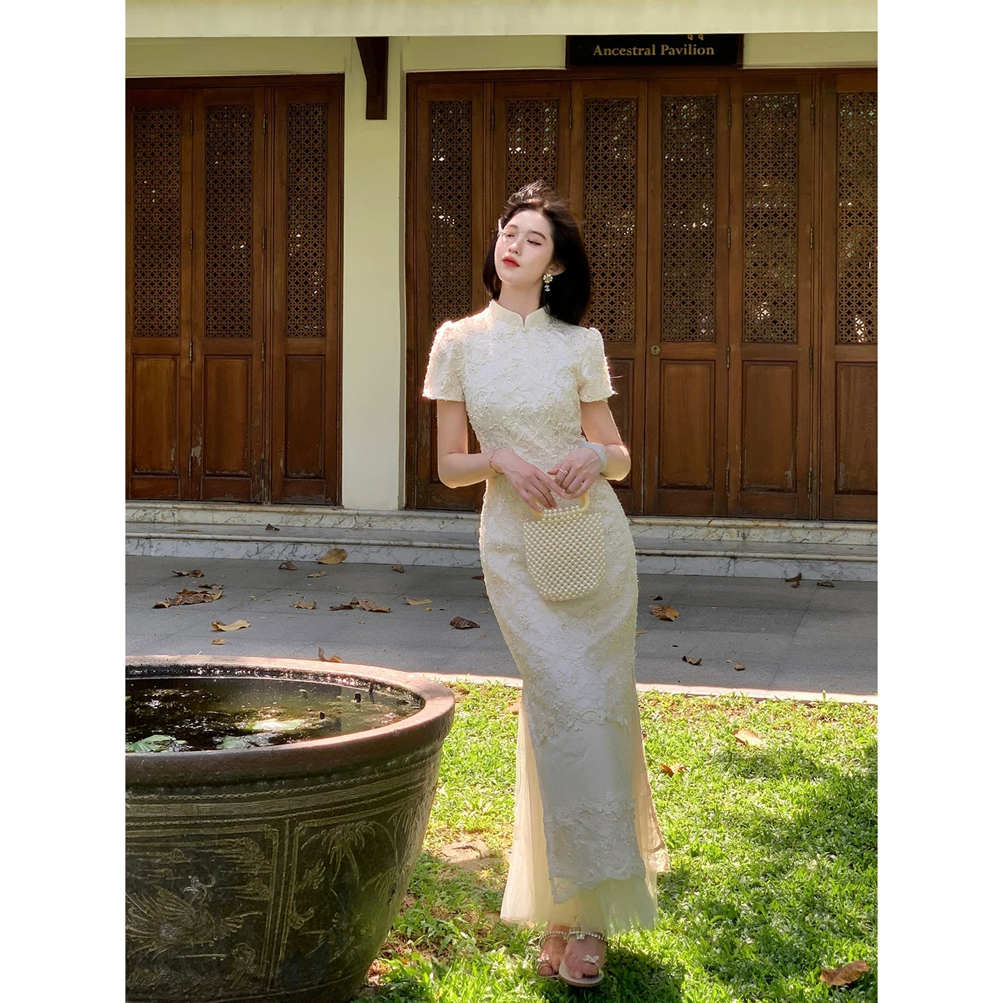 ZIHE New Chinese Rope Embroidered Cheongsam Dress