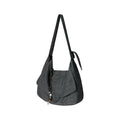 Unvesno Silver Grey Linen-Blend Flap-Top Shoulder Bag