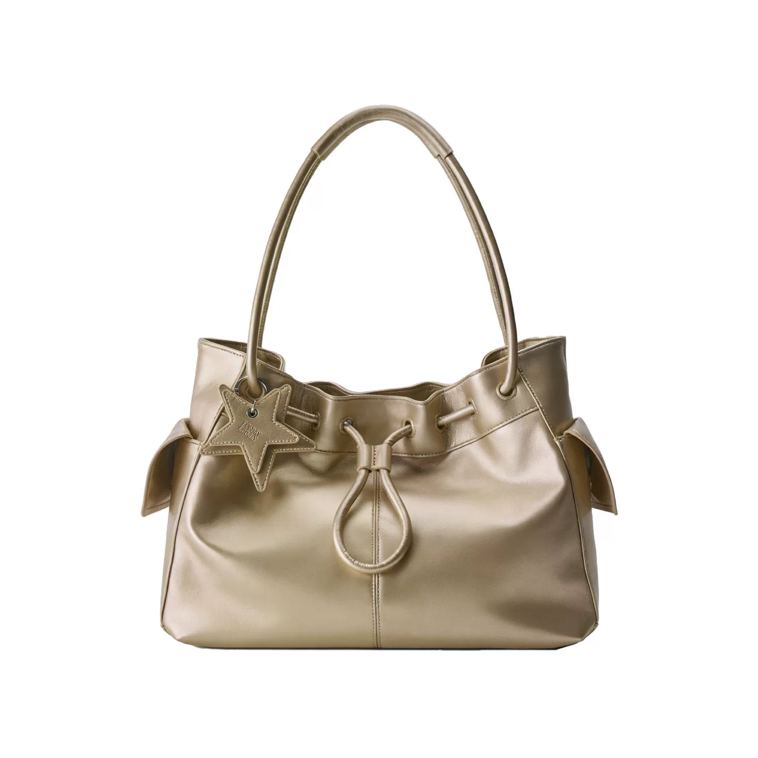 ECODAY Pebble Grain Faux Leather Drawstring Boston Bag