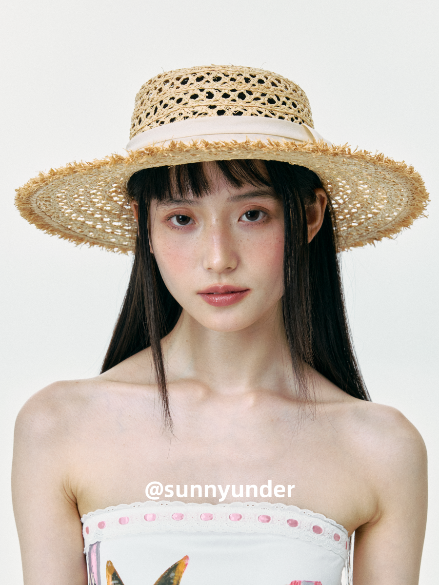 Sunnyunder Fashion Hollow Edge Flat Top Straw Hat