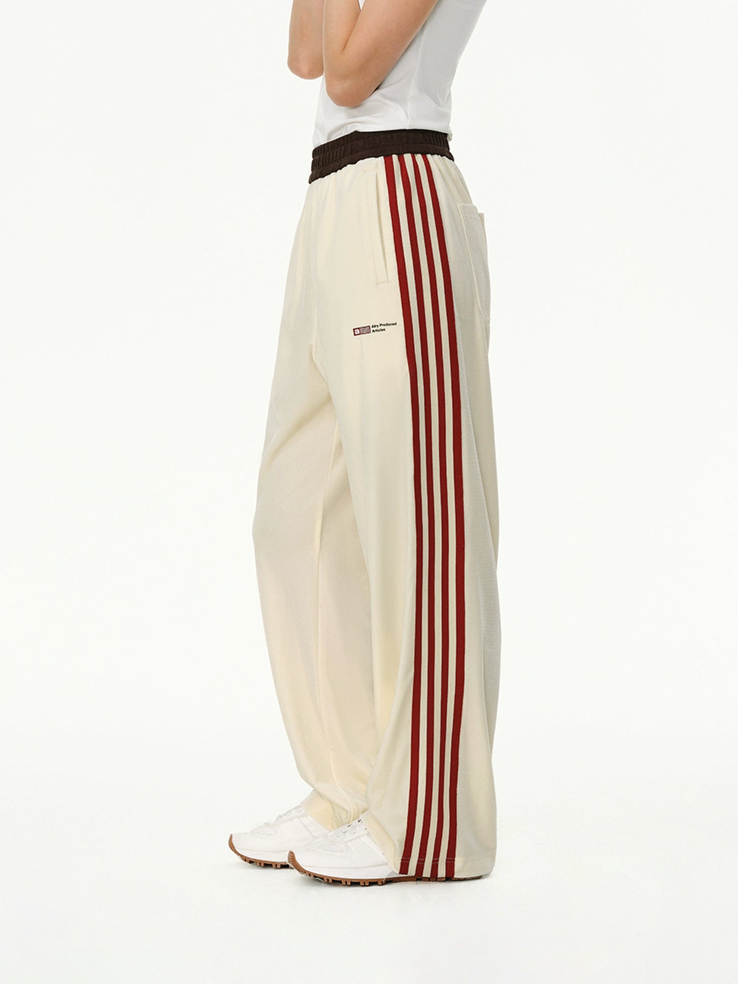 ATRY Casual Contrast Ribbon Straight Wide Leg Pants