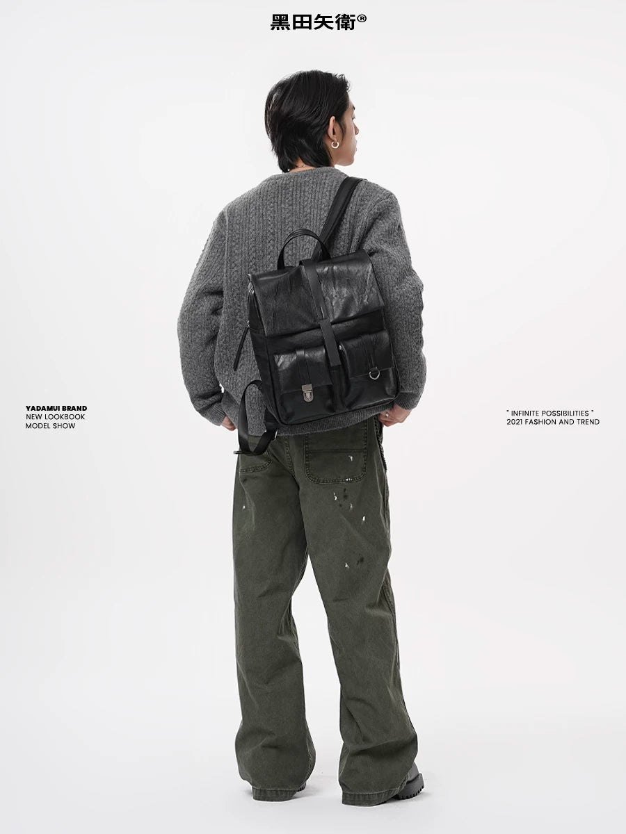 YADAMUI Retro Pleated Backpack