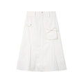 Yawhat White Textured A-Line Skirt with Pockets