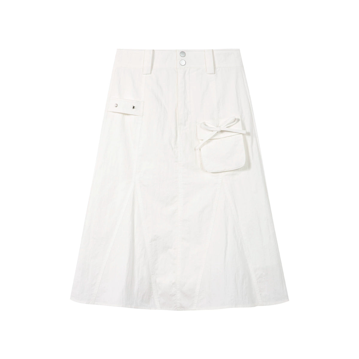 Yawhat White Textured A-Line Skirt with Pockets