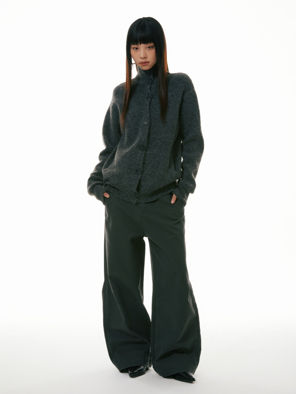 FUNKYFUN Bead Sail Wide-leg Straight Tooling Slacks