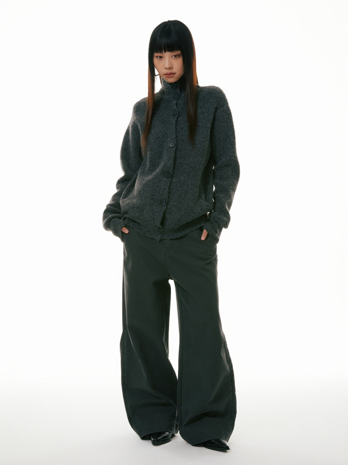 FUNKYFUN Bead Sail Wide-leg Straight Tooling Slacks