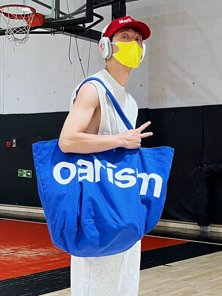 oarism Cotton Canvas Embroidered Tote Bag - Open-Top