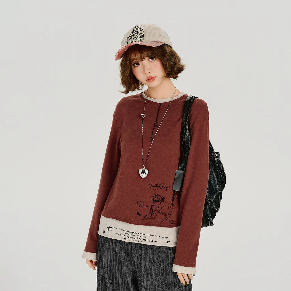 Girlyhalo Retro Two-Layer Long-Sleeve Tee