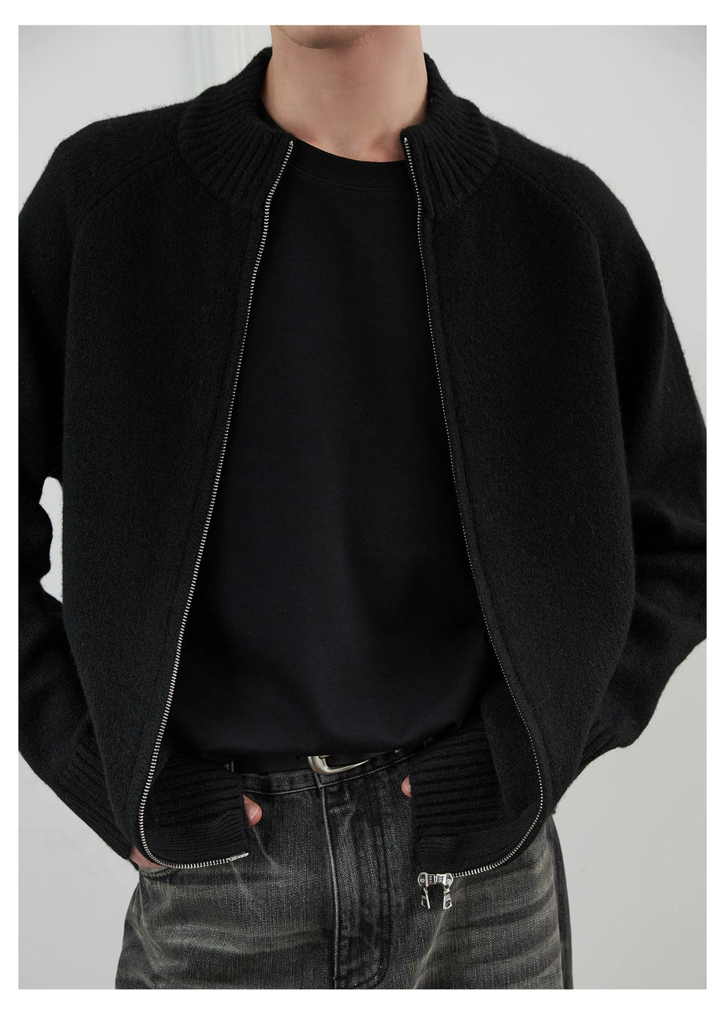 SINONOME Simple Loose Zipper Sweater