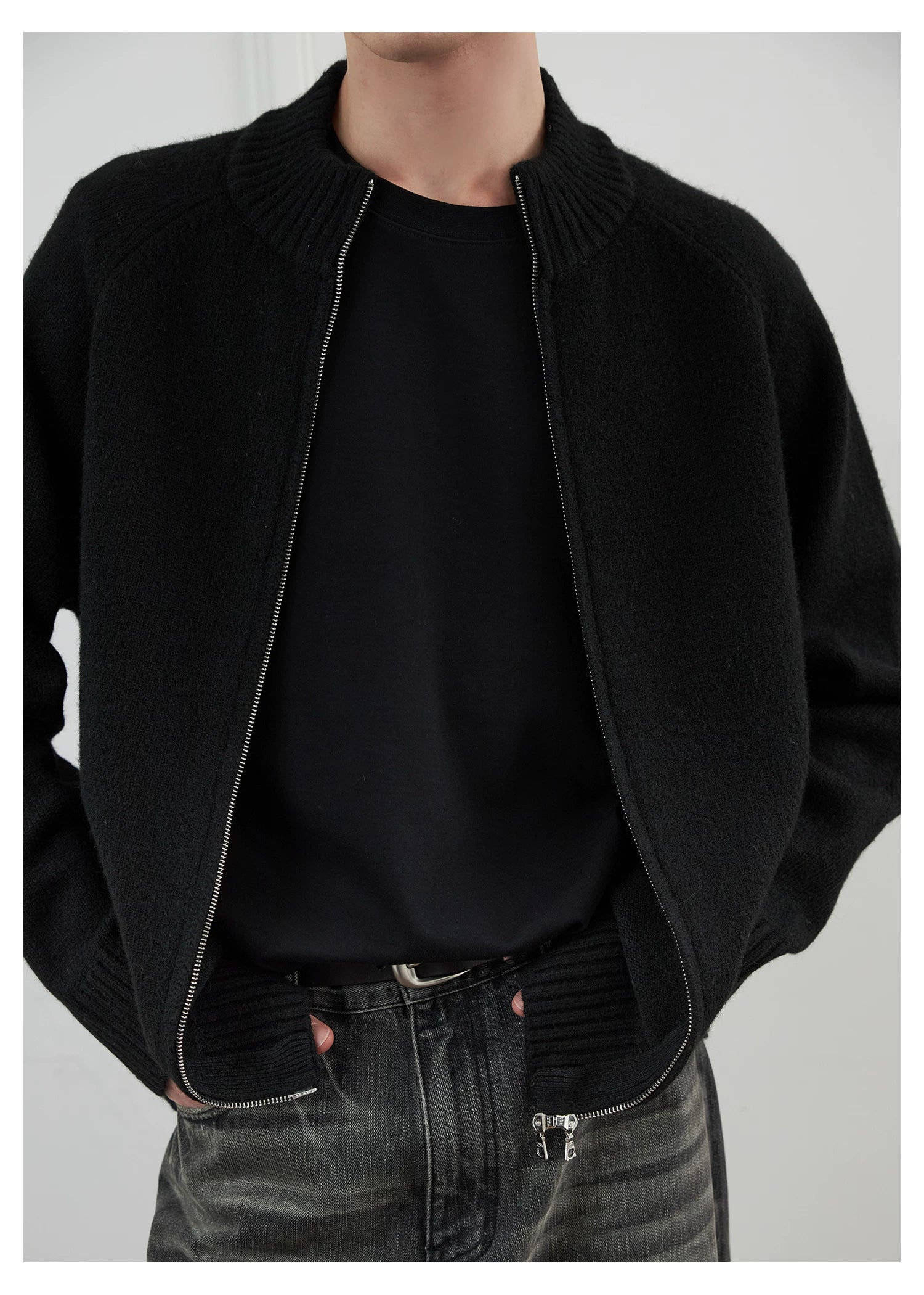 SINONOME Simple Loose Zipper Sweater