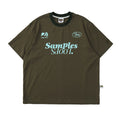 Battles Contrasting Neckline Double Yarn Retro Tee