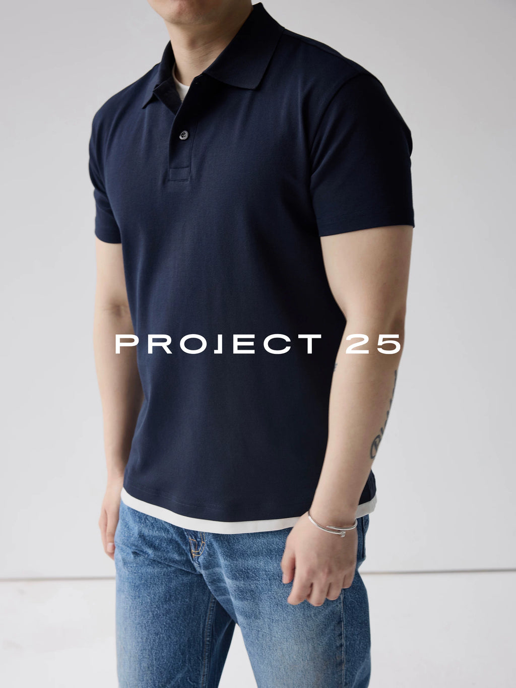 PROJECT 25 Men's -Gauge Pique Sorona Cooling Two-Layer Polo Shirt