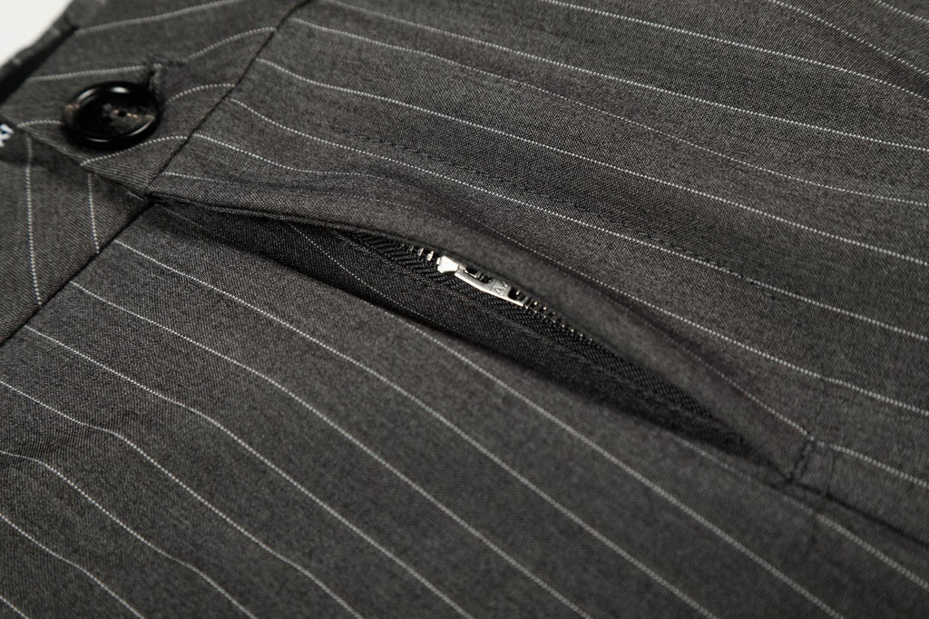 11KN Money Vertical Stripe Pleated Wide-Leg Trousers