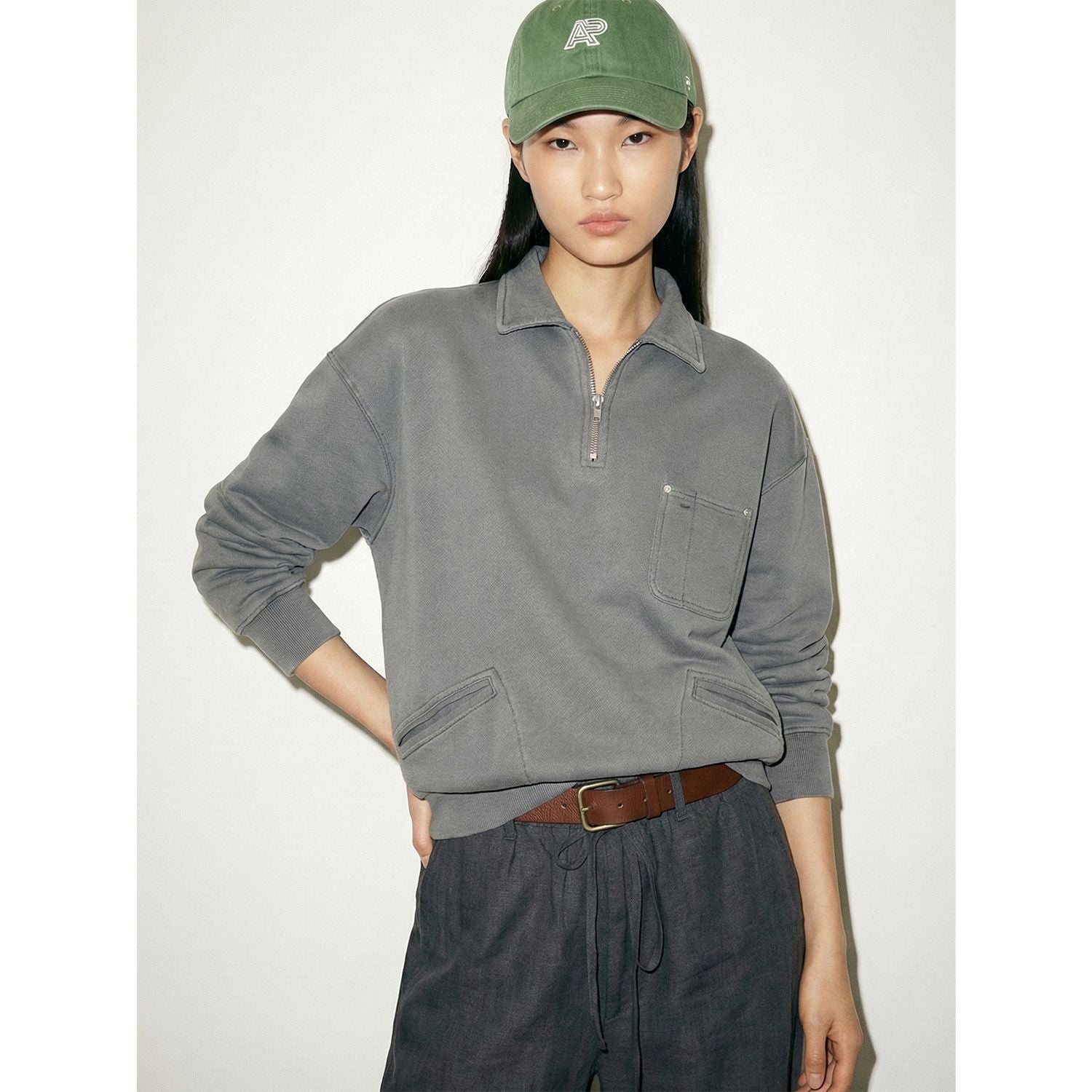 MADEEXTREME Half Zip Lapel Polo Sweater