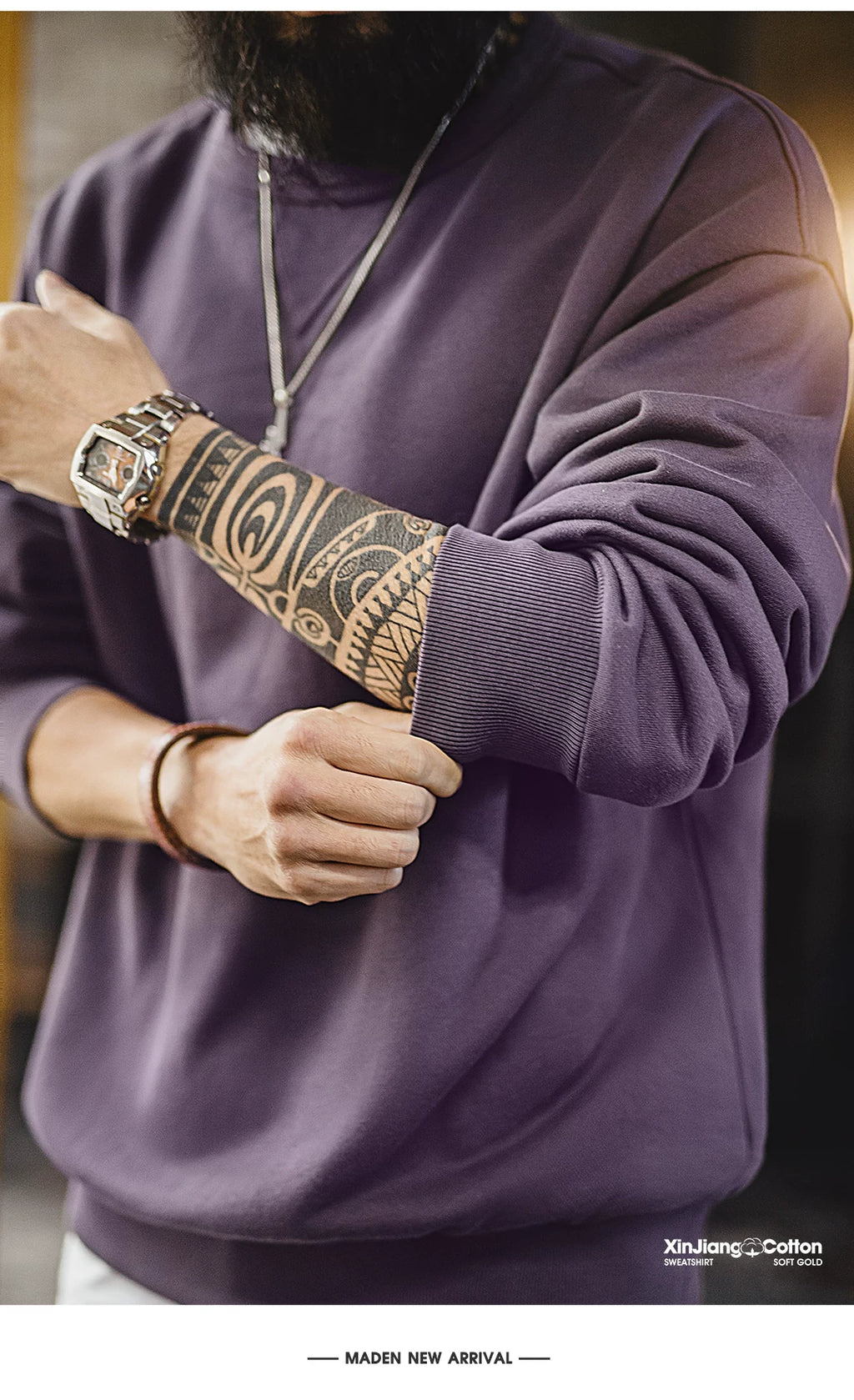 Madden Xinjiang Cotton Round Neck Pullover Loose Jacket Sweater