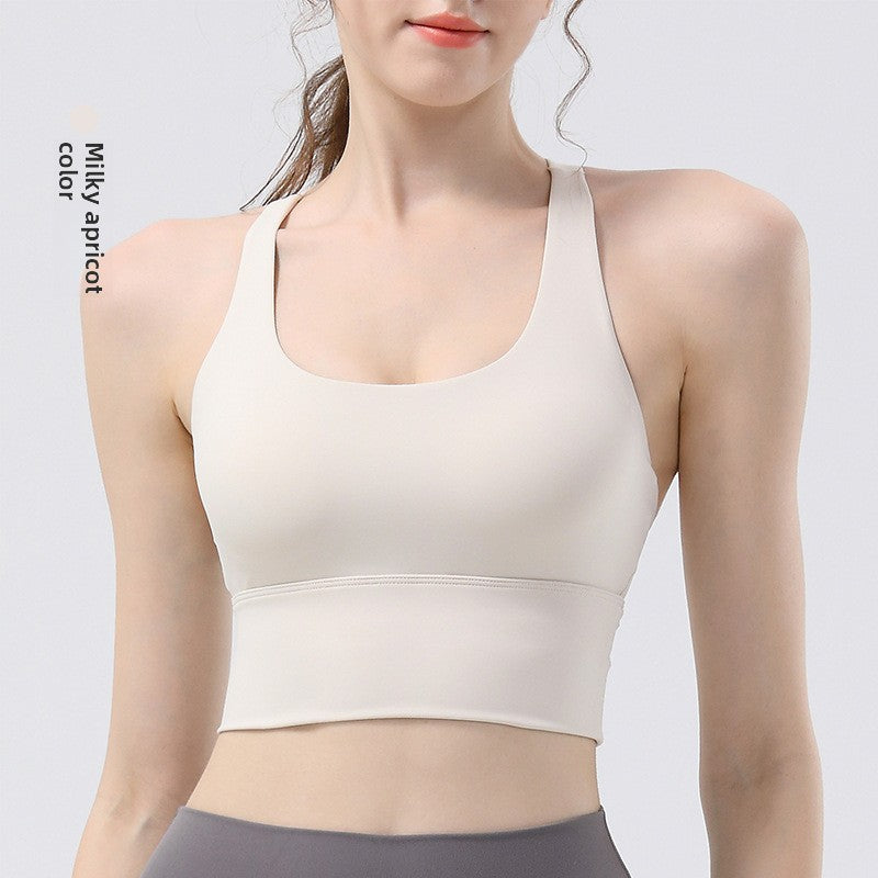TIANQINGSE Sports Yoga Vest Solid Cup Cross Back