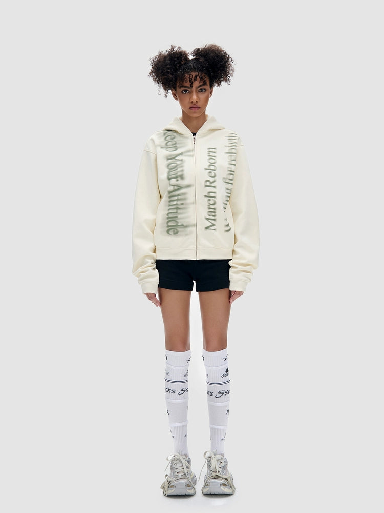 March Letter Print Short Jacket Cardigan