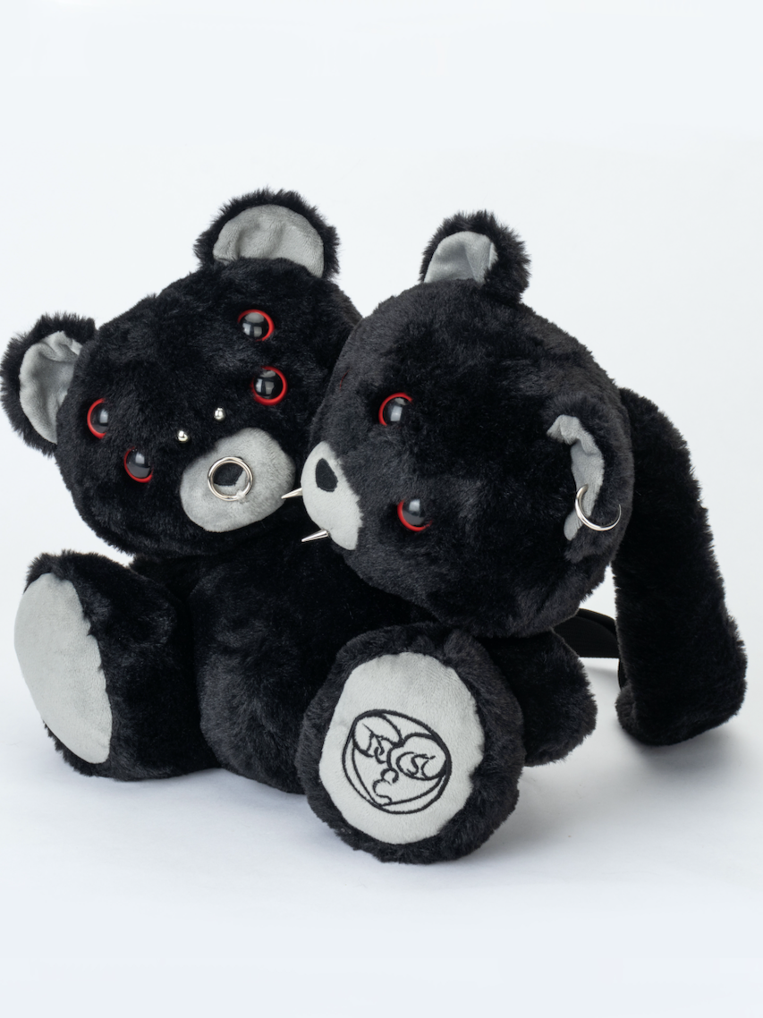 ME3HCHAIN Perforated Rivet Double Head Bear Plush Backpack