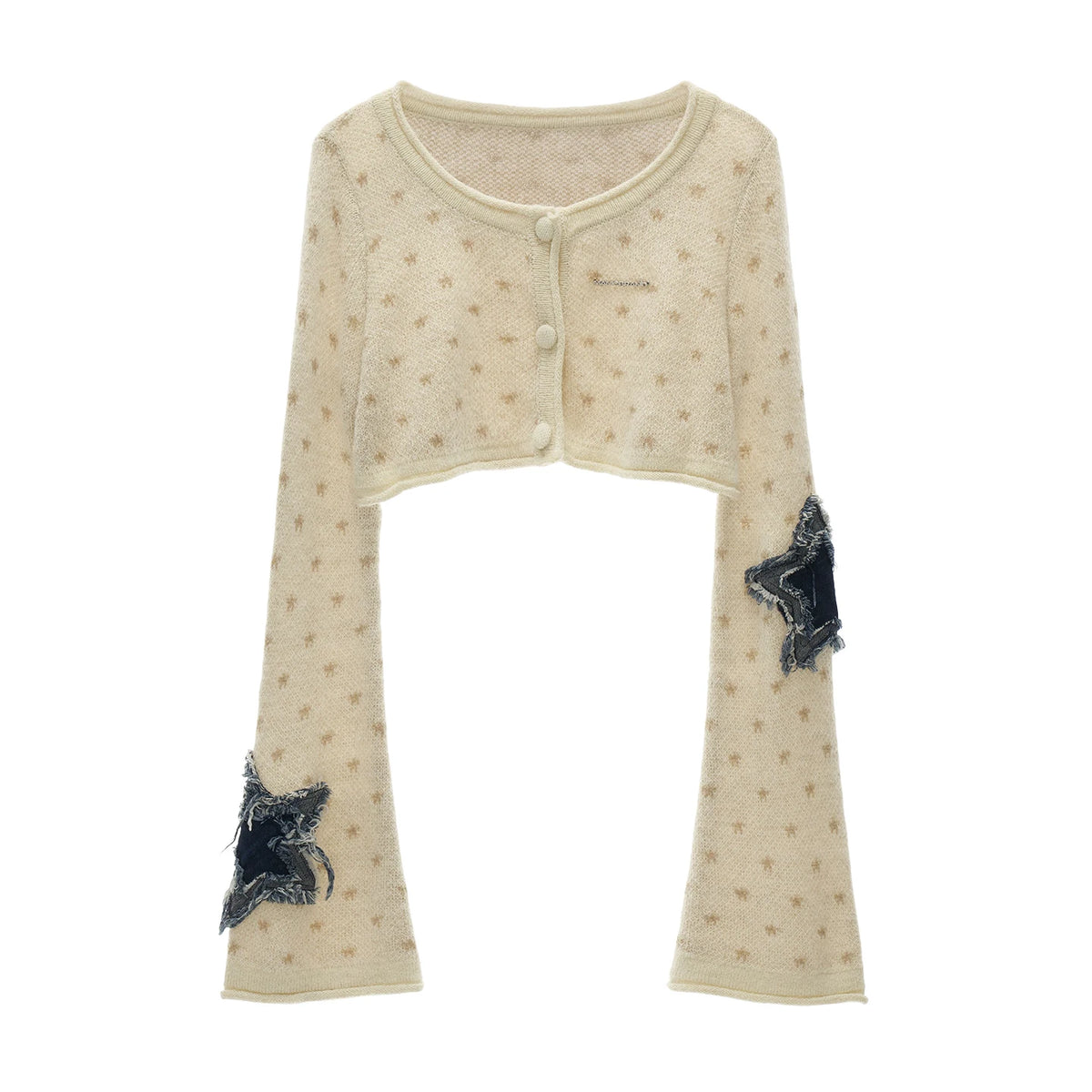 MAMC Star Patch Cropped Slim-Fit Cardigan
