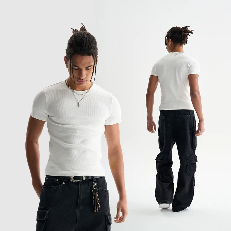 FIVE MEN 220g Stretch Slim Fit Cropped Tee
