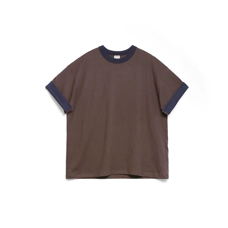 BPCALL Vintage Casual Flip Sleeve Tee