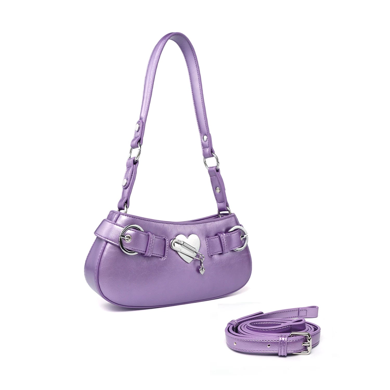 VFVF Purple Faux Leather Zip-Top Crossbody Bag