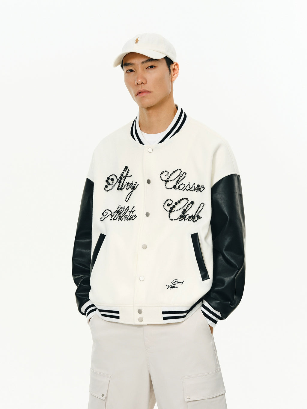ATRY Letter Beaded Vintage Contrasting Jacket
