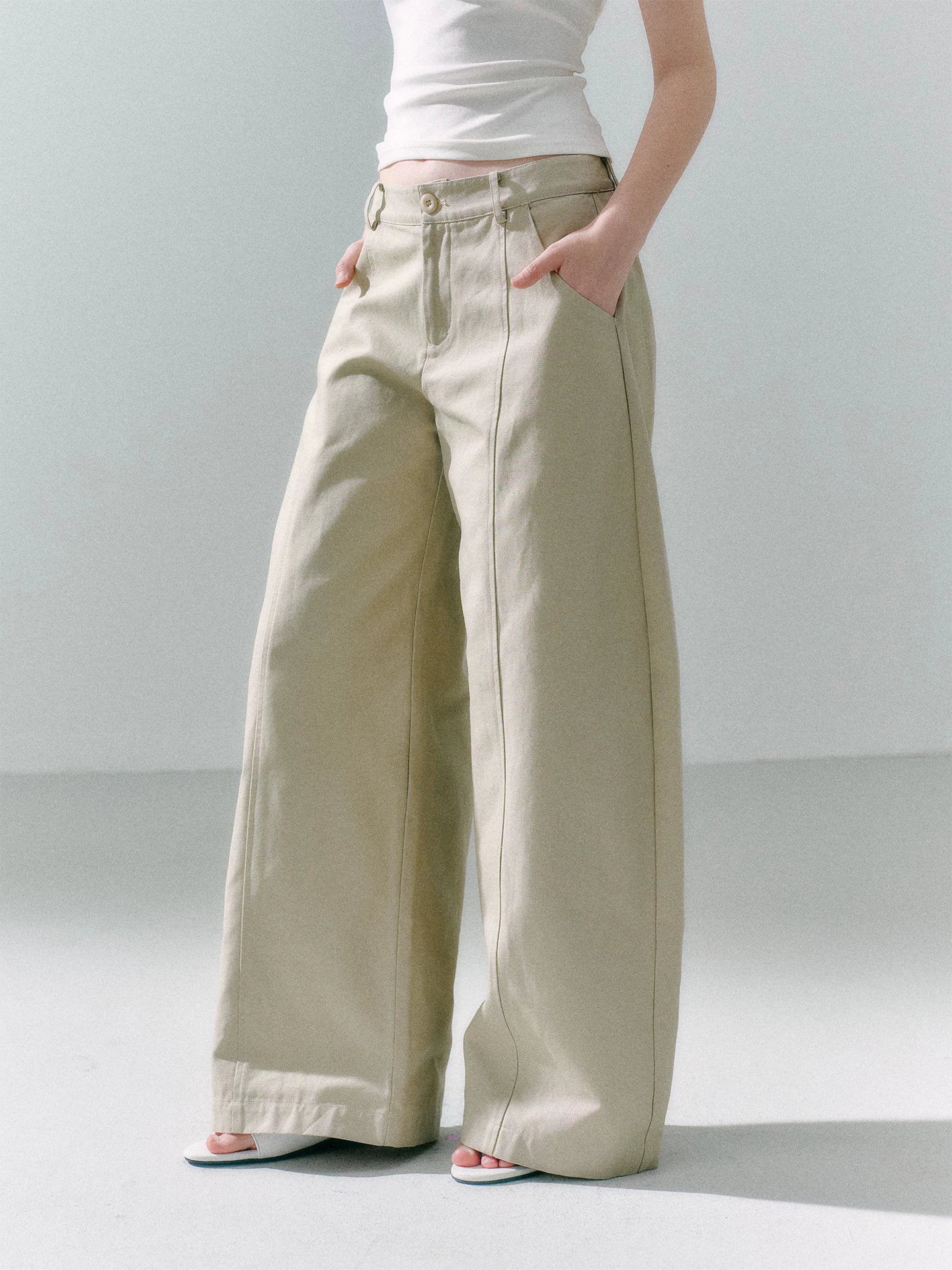 LOST FOREST Khaki Wide-Leg Trousers
