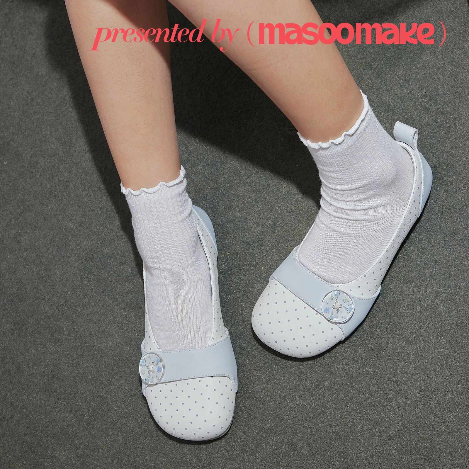 MASOOMAKE Polka Dot Leather Slip-On Mary Jane