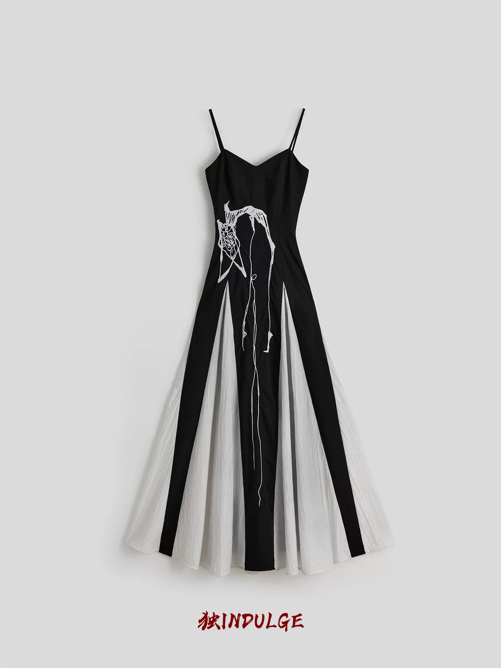 INDULGE Twin Lyocell Wool Blend Animal Embroidery A-Line Slip Dress