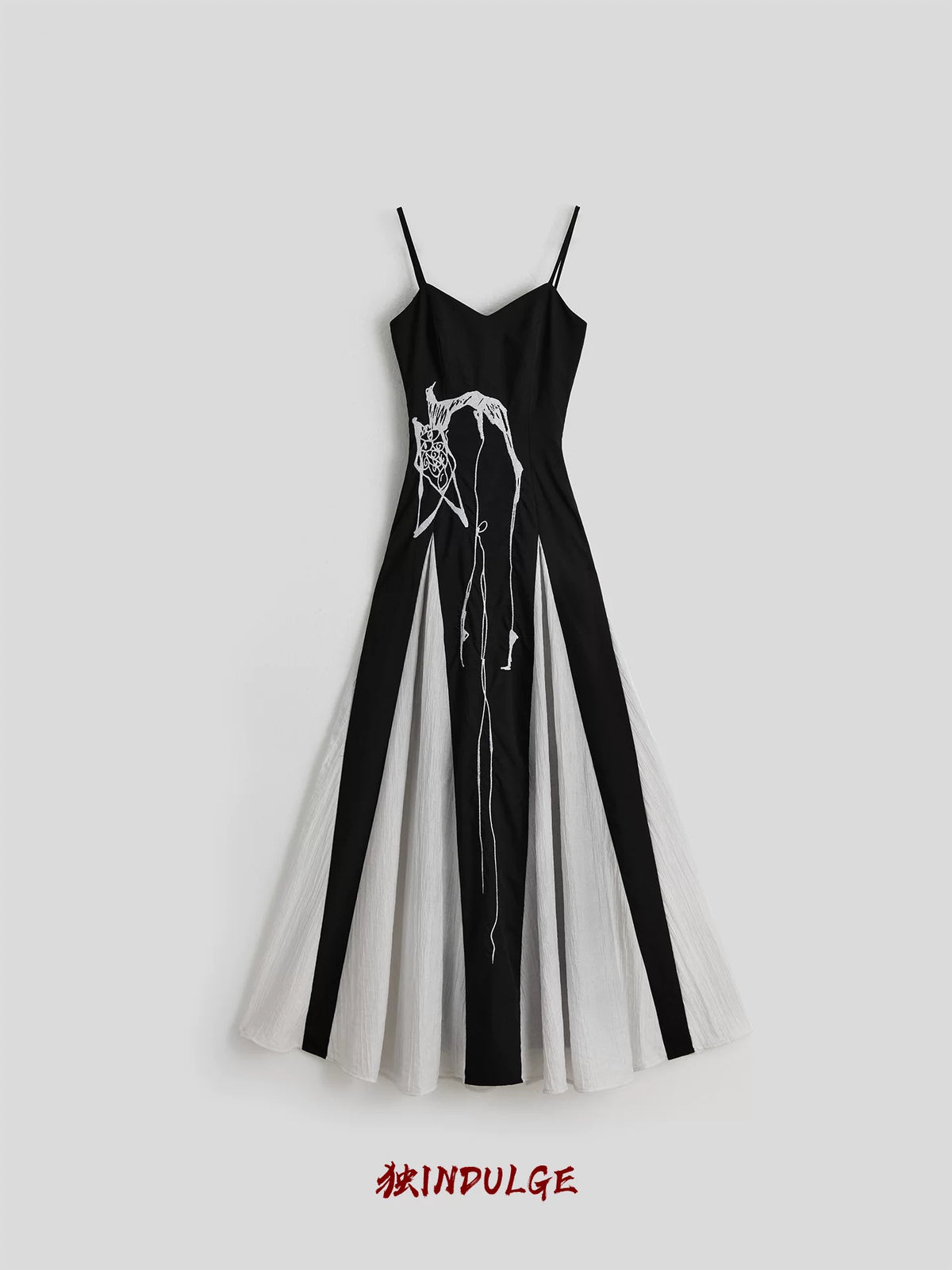 INDULGE Twin Lyocell Wool Blend Animal Embroidery A-Line Slip Dress