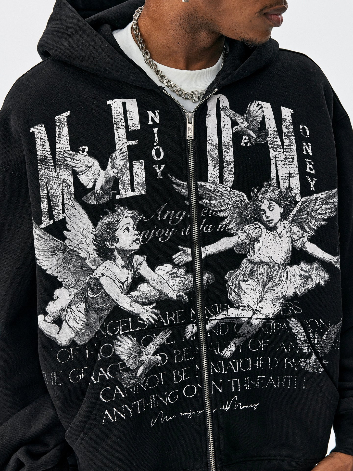 MEDM Angel Patch Casual Hooded Cardigan Sweater