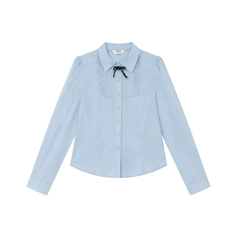 KANO Bow-Tie Lapel Long-Sleeve Fitted Shirt