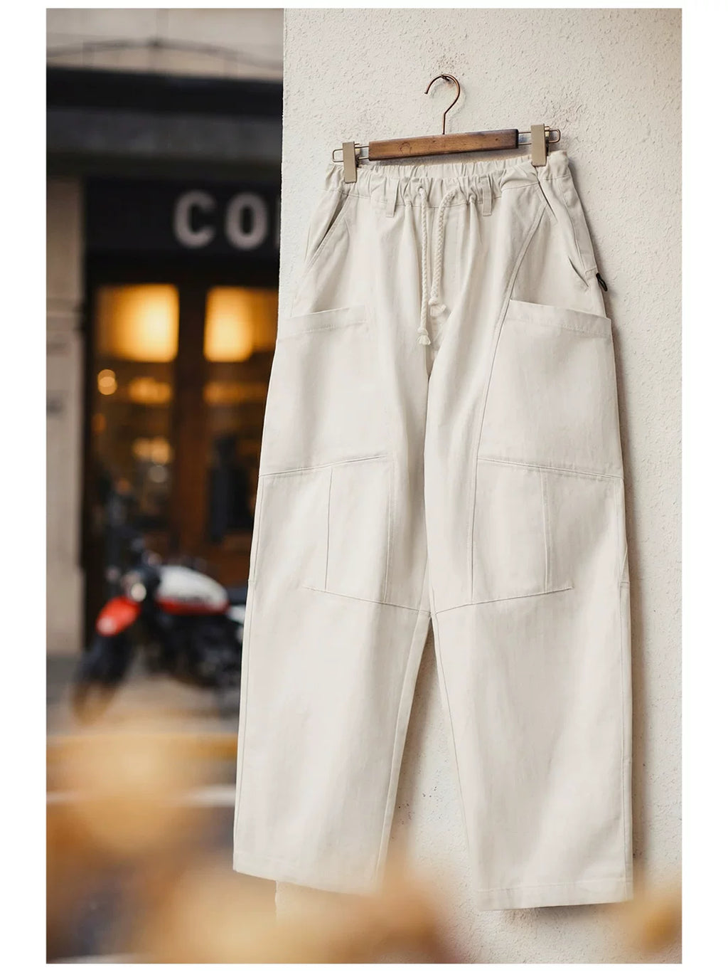 Madden Deconstructed White Drawstring Elastic Waisted Slacks