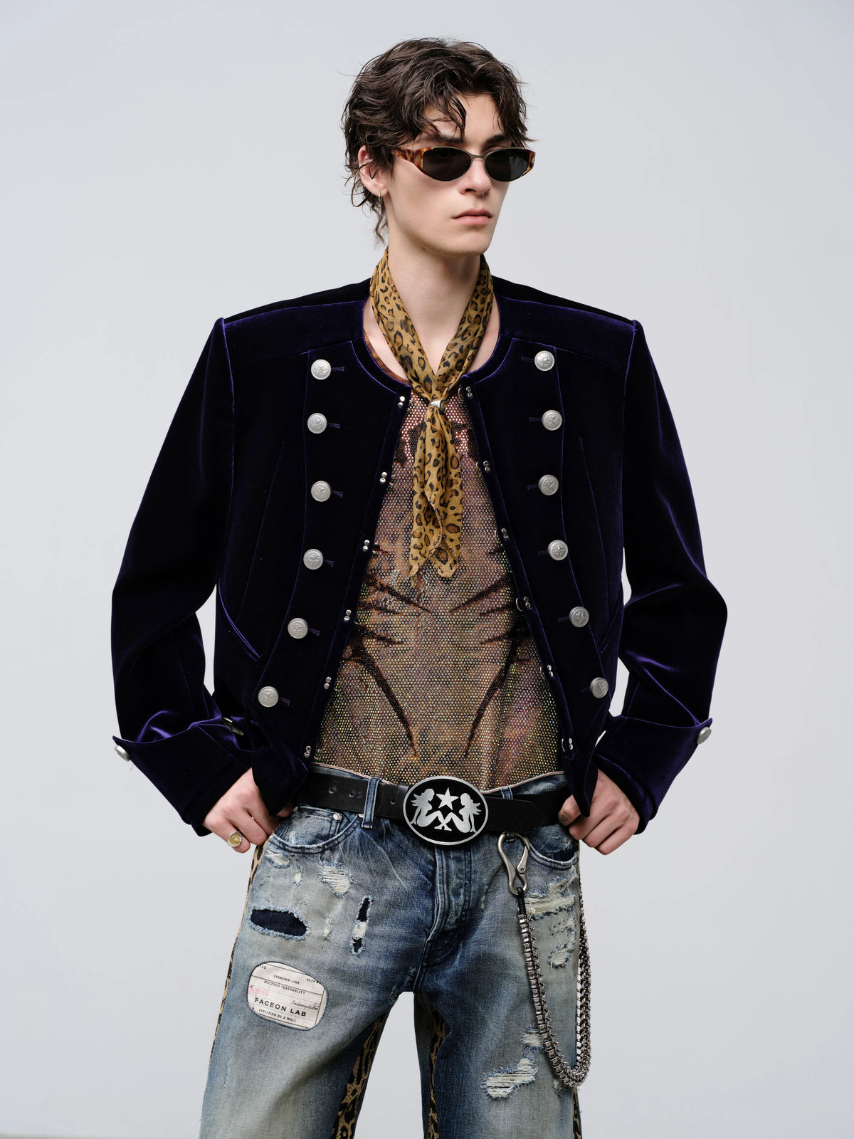FACEON LAB Purple Velvet Napoleon Jacket