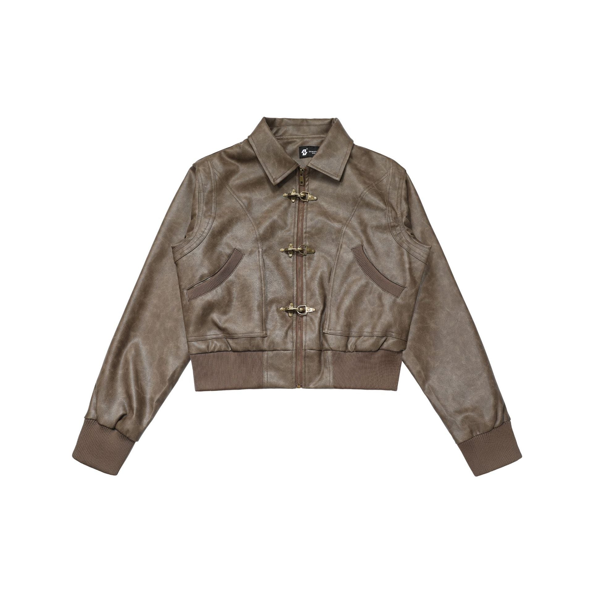 CHANYOOU Vintage Plane Buckle Leather Jacket