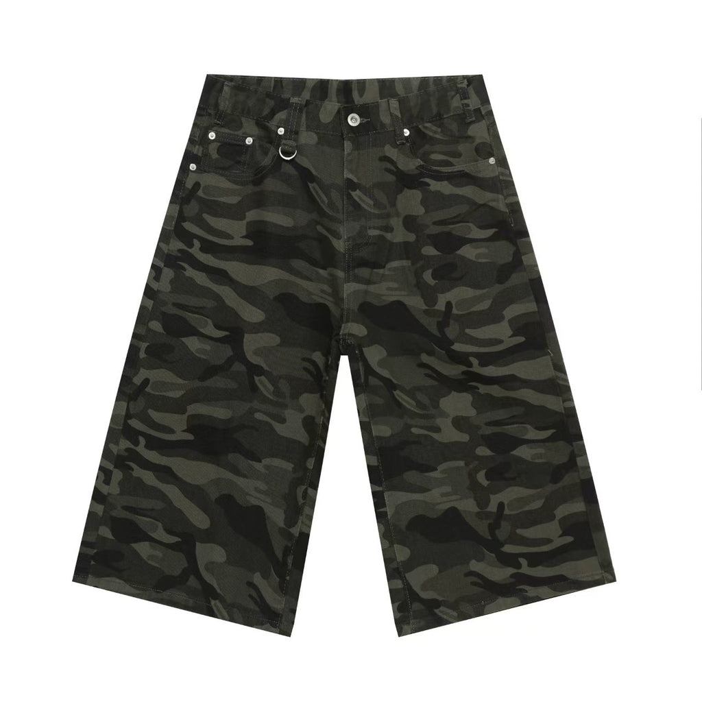 PUBLICRADIO Retro Silhouette Washed Denim Cropped Shorts